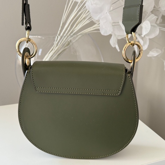 LePARMENTIER Paris Yucca Suede and Leather Shoulder Bag in Military Green - Picture 9 of 14